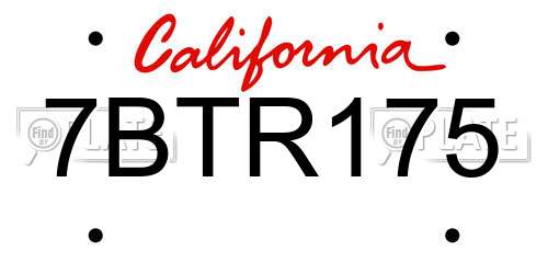7BTR175 California License Plate