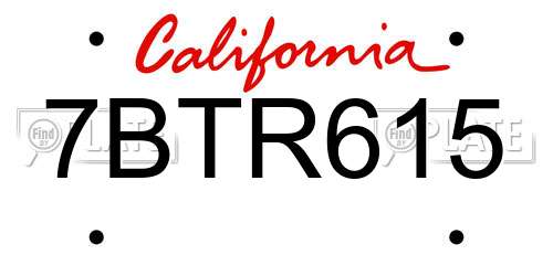 7BTR615 California License Plate