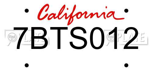 7BTS012 California License Plate