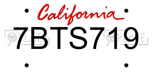 7BTS719 California License Plate