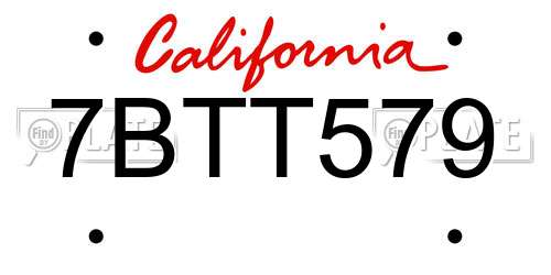 7BTT579 California License Plate