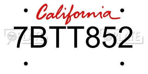7BTT852 California License Plate