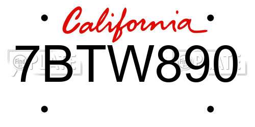 7BTW890 California License Plate