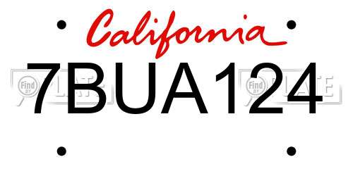 7BUA124 California License Plate