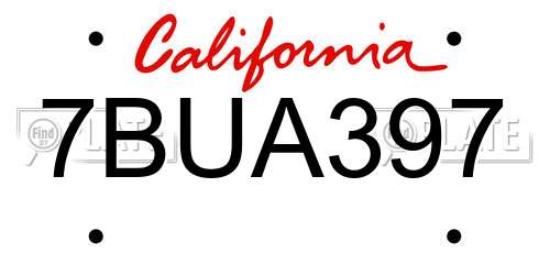 7BUA397 California License Plate