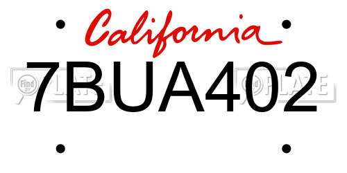 7BUA402 California License Plate