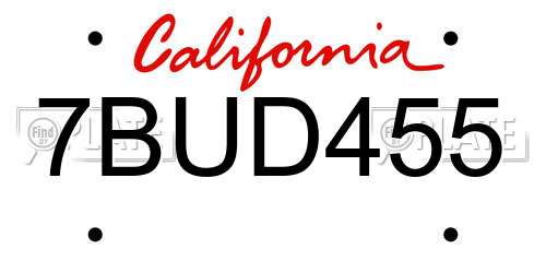 7BUD455 California License Plate