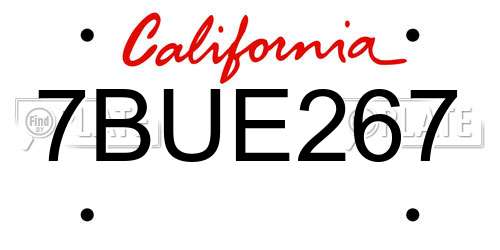 7BUE267 California License Plate