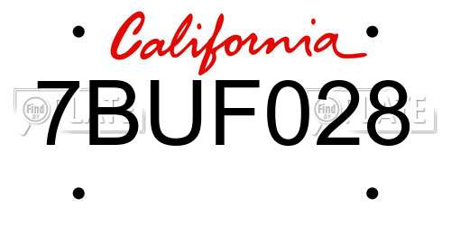 7BUF028 California License Plate