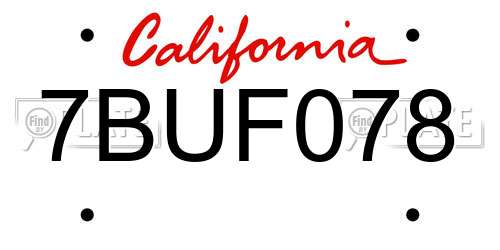 7BUF078 California License Plate