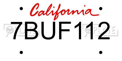 7BUF112 California License Plate