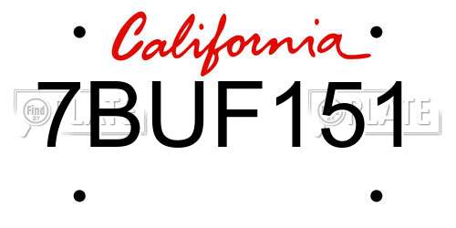 7BUF151 California License Plate