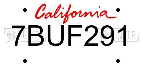 7BUF291 California License Plate