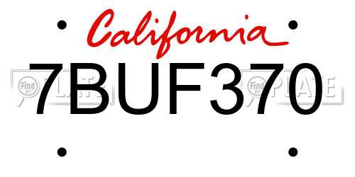 7BUF370 California License Plate