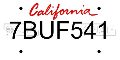 7BUF541 California License Plate