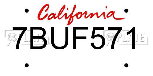 7BUF571 California License Plate