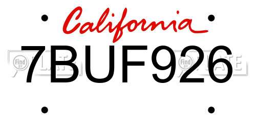 7BUF926 California License Plate