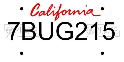 7BUG215 California License Plate
