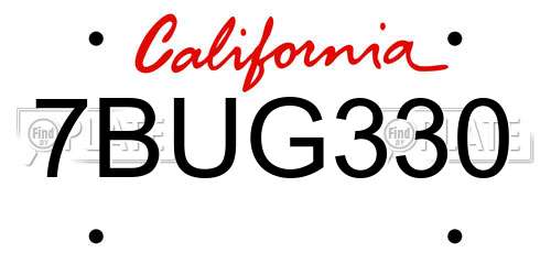 7BUG330 California License Plate