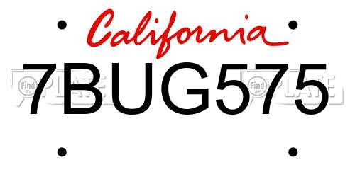 7BUG575 California License Plate