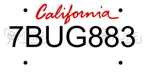 7BUG883 California License Plate