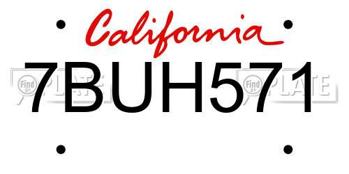 7BUH571 California License Plate