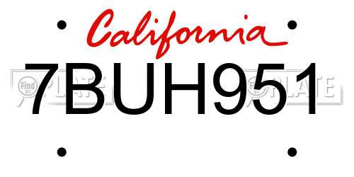 7BUH951 California License Plate