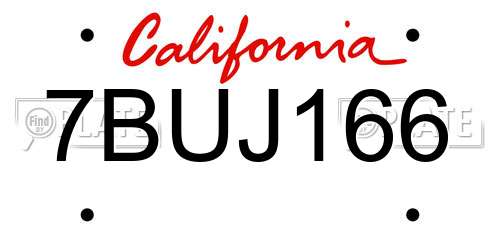 7BUJ166 California License Plate
