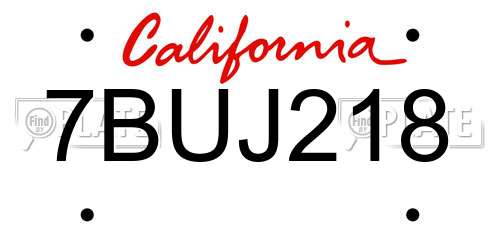 7BUJ218 California License Plate