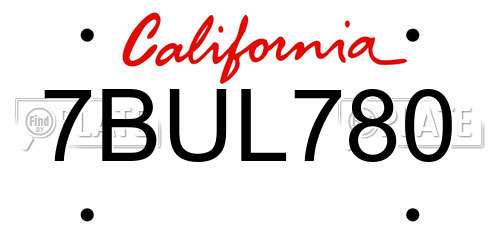 7BUL780 California License Plate