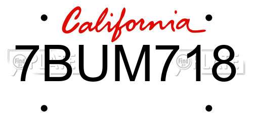 7BUM718 California License Plate