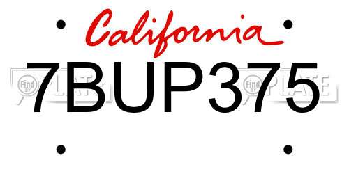 7BUP375 California License Plate