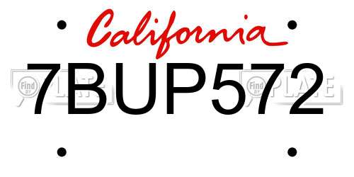 7BUP572 California License Plate