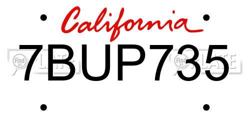 7BUP735 California License Plate