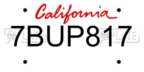 7BUP817 California License Plate