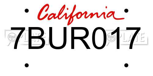 7BUR017 California License Plate