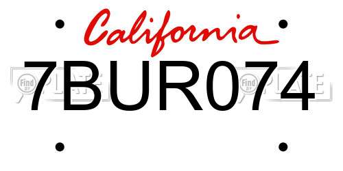 7BUR074 California License Plate