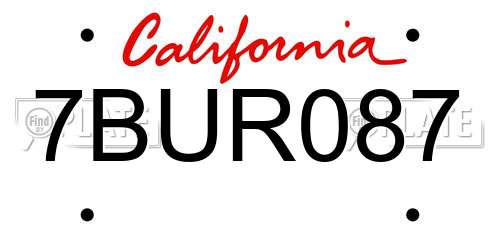 7BUR087 California License Plate