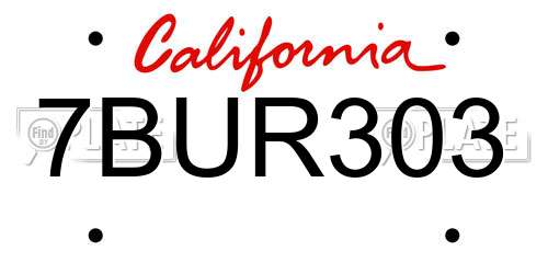 7BUR303 California License Plate