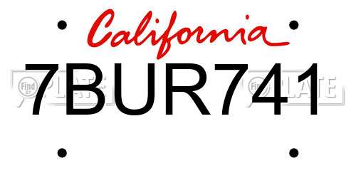 7BUR741 California License Plate