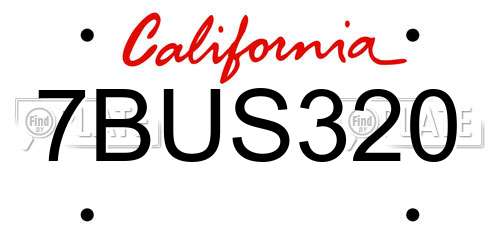 7BUS320 California License Plate