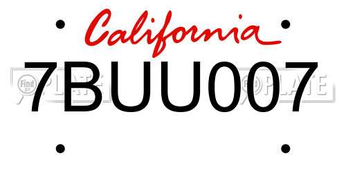 7BUU007 California License Plate
