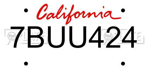 7BUU424 California License Plate