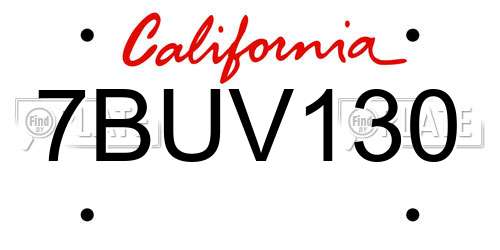 7BUV130 California License Plate
