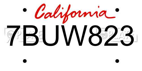 7BUW823 California License Plate