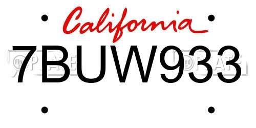 7BUW933 California License Plate