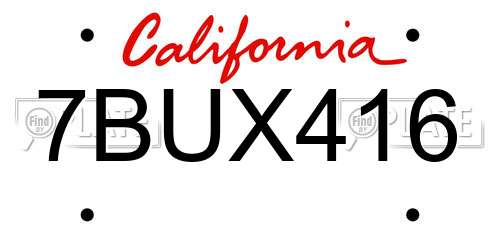 7BUX416 California License Plate