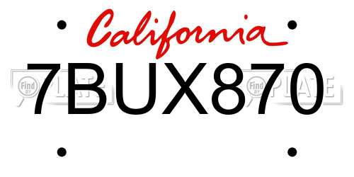7BUX870 California License Plate