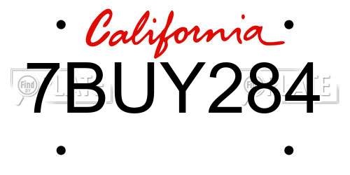 7BUY284 California License Plate