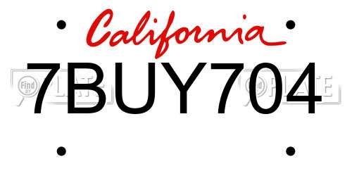 7BUY704 California License Plate